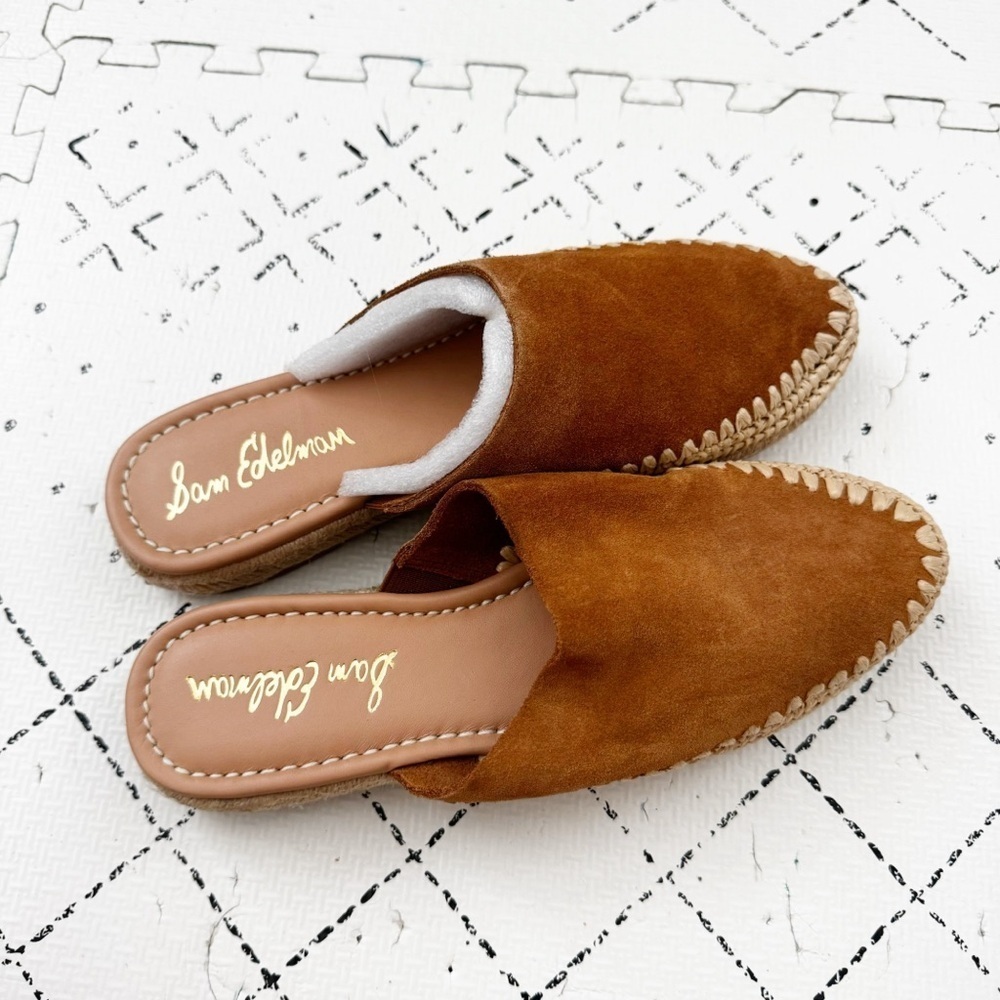 Sam Edelman- NEW Brown Suede Platform Espadrille Mules - 6.5 - Picture 3 of 5